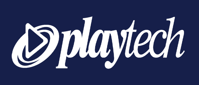 Playtech logo in white on a dark blue background