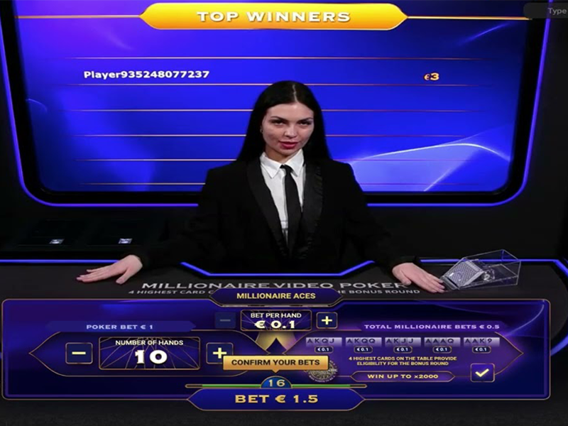 Playtech’s Who Wants To Be A Millionaire Live Video Poker can be played at many UK and European live casino sites and supports a few bonus mechanics, to boot.